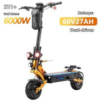 YUME X11+ ES Sertifikuotas Elektrinis Paspirtukas, 6000W, Dvigubi Varikliai, 60V 27Ah Baterija, 11 Colių Padangos, Maksimalus Greitis 95km/h Vairo amortizatorius