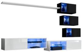 Sekcija ASM Switch XXIV, balta sp./juoda sp., 250 cm x 40 cm x 150 cm