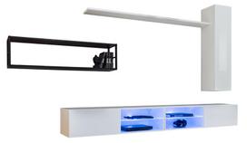 Sekcija ASM Switch M4, balta sp./juoda sp., 300 cm x 40 cm x 170 cm