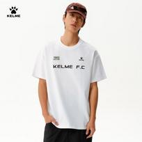 KELME Men's Retro Football Fan Short Sleeve Cotton T-Shirt XL ryškiai balta spalva