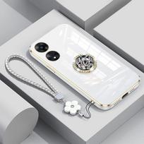 A98 5G dėklas su dirželiu, prabangus deimantinis laikiklis dėklas OPPO A98 A78 A77 A57S A17 A17k Reno10 pro 5G dangtelio dėklai A 98 stovas žiedas A98 5G&Case & Holder smėlis