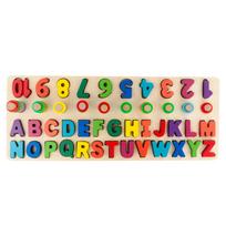 Medinė lenta su raidėmis ir skaičiais, formelių rūšiuoklė Numbers & Letters, 1 cm, įvairių spalvų
