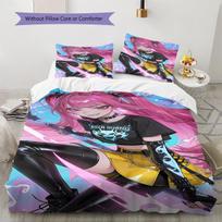 Kpop Demon Hunters Pattern Bedding,Quilt Set Quilt Cover Pillowcase Home Birthday Gift (1 * duvet cover + 2 * pillowcase, without core) 135x200cm