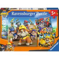 Dėlionė 3in1 Ravensburger Paw Patrol Rubble & Crew Work Vehicles, 21 cm x 21 cm, 147 vnt., įvairių spalvų