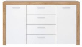 Komoda Balder KOM2D4S, ruda sp./balta sp., 88 cm x 39 cm x 155 cm