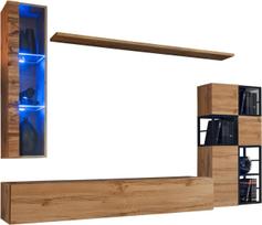Sekcija ASM Switch M2, ąžuolo sp./juoda sp., 40 cm x 270 cm x 170 cm