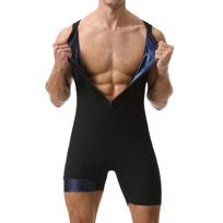 Men's Sauna Bodysuit 3 in 1 Waist Trainer Sweat Vest with Sauna Shorts Full Body Shaper Workout Jumpsuit Fitness Singlet Leotard S juoda