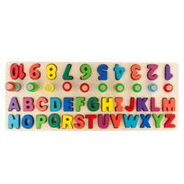 Medinė lenta su raidėmis ir skaičiais, formelių rūšiuoklė Numbers & Letters, 1 cm, įvairių spalvų