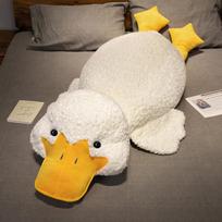 Laimingos Anties Pagalvė Miela Anties Lėlė Didelė Balta Antis Pliušinis Žaislas Skudurinė Lėlė Miegamojo Pagalvė 55 cm (0.15kg)