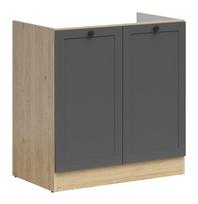Apatinė virtuvinė spintelė Junona Line, ąžuolo sp./grafito sp., 47 cm x 80 cm x 82.5 cm