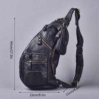 Natūralios odos vyriška krūtinės rankinė retro didelės talpos crossbody vyriška daugiafunkcinė juosmens krepšys pečių krepšys juoda