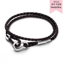 Pandora rudas pintas dvigubas odinis apyrankė 593338c01 593338C01-D2