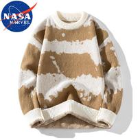 Men's NASA MARVEL Retro Color Block Crewneck Sweater 3XL chaki