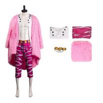 Anime One Piece Donquixote Doflamingo Cosplay Kostiumas Vyriškas Striukės Kelnės Kostiumas Helovino Kostiumas one size balta