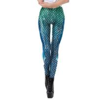 Moterų Leginsai Slim Fit Aukštas Juosmuo Undinės Spausdinimas 3D Gradiento Žuvies Žvynų Raštas Šoninis Undinės Uodegos Detalus Jogos Kelnės Kasdieniam Dėvėjimui S A