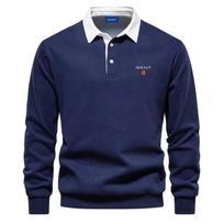 Reebok GANT Moteriški siuvinėti ilgomis rankovėmis polo marškinėliai iš grynos medvilnės rudeniui ir žiemai, naujas madingas ir kasdienis daugiafunkcis viršutinis drabužis S