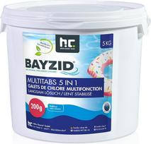 "Bayzid Chlorine Multitabs 5-in-1", 200 g chloro tabletės baseinui - 5 kg - 5 fazių priežiūra ir valymas - pagaminta Europoje - krištolo skaidrumo baseino vandeniui