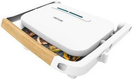 "Cecotec Rock'Ngrill" elektrinis grilis 1300 Wood W. 1300 W galia, baltas dizainas, akmens masės danga, neslystantis pagrindas, plaukiojanti plokštė, šviesos indikatorius, medinė rankena, universalumas