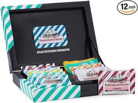 "Fisherman's Friend Friendship Selection" ekskliuzyvinė dovanų dėžutė su 12 rūšių, degustavimo rinkinys su nemokama kolekcine skardine, gaivaus kvapo saldainiai 12 x 25g