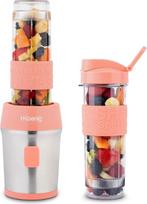 "H.Koenig Mini Smoothie Maker Stand Mixer", elektrinis maišytuvas, nešiojamas, kompaktiškas, 570 ml, SMOO10, be BPA, galingas 300 W, kokteilių maišytuvas, 2 nešiojami buteliai, nerūdijančio plieno ašmenys, rožinės spalvos