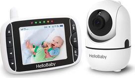 "HelloBaby" kūdikių monitorius su kamera HB65, 3,2 colio ekranas, kūdikių monitorius, 360 laipsnių matymo kampas, nuotolinio pasukimo, pakreipimo ir priartinimo kūdikių kamera, naktinis matymas, vidinis ryšys, temperatūros jutiklis.