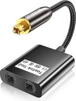 "Toslink" skirstytuvas 1 įvesties ir 2 išvesties optinio kabelio adapteris televizoriui, DVD, garso juostai - juodas