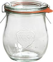 "Weck Tulip Glass" 220 ml stiklainių rinkinys (12 vnt.): stiklainių dangtelis, sandarinimo žiedas, spaustukai, stiklas, skaidrus, 12 x 220 ml