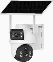 "XIAOVVV" 2.5K 4G lauko stebėjimo kamera, saulės baterija, dviejų akių lauko kamera, 360° panoraminė apžvalga, apsaugos klasė IP65, palaiko tik 4G SIM korteles, didelės skiriamosios gebos spalvotas naktinis matymas