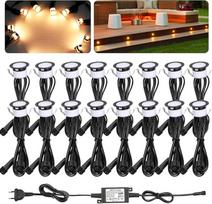 16 šiltos baltos spalvos įleidžiami grindų prožektoriai, lauko LED, skersmuo 31 mm, DC12 V, mini taškai, denio apšvietimas, terasos apšvietimas, IP67 vandeniui atsparūs įleidžiami žibintai sodui, laiptams, mediniam deniui