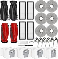 26 dalių priedų rinkinys, skirtas "Roborock Qrevo Curv/Qrevo Curv S5X/Qreve/Qrevo Edge S5V", 2 dvigubi pagrindiniai šepetėliai, 6 šoniniai šepetėliai, 4 HEPA filtrai, 6 valymo padėkliukai, 4 dulkių maišeliai, 1 valymo šepetėlis, 1 atsuktuvas