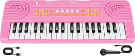 37 klavišų vaikų klaviatūra su mikrofonu, elektroninis nešiojamasis pianinas muzikos žaislas nuo 3 4 5 6 7 metų Dovana berniukams mergaitėms pradedantiesiems (rožinė)