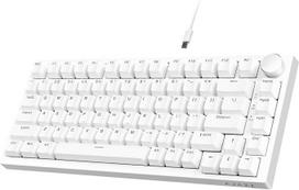A.JAZZ AK820 75% TKL laidinė mechaninė klaviatūra, "Hot-Swap" mėlynas jungiklis, su mėlyna šviesa, 82 klavišai su CNC garsumo reguliavimu, porono putos, PBT klavišų dangteliai, skirta PC/Win/MAC, balta