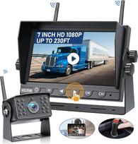 Belaidis atbulinės eigos kameros rinkinys HD 1080P 7 colių monitorius ir IP69 vandeniui atspari atsarginė kamera Stabilūs skaitmeniniai signalai 150° plataus kampo atbulinės eigos kameros naktinio matymo rinkinys furgonams, automobiliams, sunkvežimiams, p