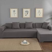 Ejoyous Elastinis sofos dangtelis "L" formos, sofos dangtelis "Stretch Sofa Slipcover" apsauginis dangtelis "Sofa Throws" sofos dangtelis "L" formos sofos elastingas ruožas 3+2 sėdynių kampinis sofos dangtelis (pilkas)
