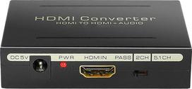 HDMI garso keitiklis 1080P, HDMI į HDMI išvesties keitiklis + optinis Toslink SPDIF + RCA L/R stereofoninis analoginis garsas, stereofoniniai analoginiai išėjimai, vaizdo garso dalytuvas