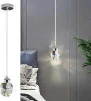 Modernus 3 spalvų LED kristalų pakabinamas šviestuvas, reguliuojamo aukščio sidabrinis chromo lubų šviestuvas, skirtas virtuvės salai, miegamajam, valgomajam (sidabrinis), (F-SLPL)