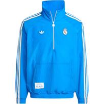Adidas Originals Real Madrid pusiau užsegamas striukė su stovinčia apykakle, laisva, dryžuota, vyriška striukė KC3736 M