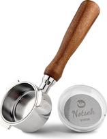 NOTSEK 51 mm portafiltras be dugno su espreso puodelio sieteliu, 51 mm portafiltro laikiklis, suderinamas su "DeLonghi Dedica EC680/EC685/EC785/EC820/EC850/EC860", filtro krepšelis, medinė rankena
