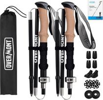 Overmont Wanderstöcke Faltbar Aluminium Ultraleicht - Verstellbar 105-125 cm Trekkingstöcke - Nordic Walking Stöcke 1 Paar mit All-Terrain Zubehör