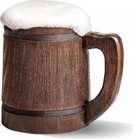 Rankų darbo kaimiškas medinis alaus puodelis Tikras ąžuolinis ekologiškas nerūdijantis plienas 600 ml rudos spalvos 2 - Etno motyvas Medinis vikingų alaus puodelis Airijos retro Helovino puodelis Karvės