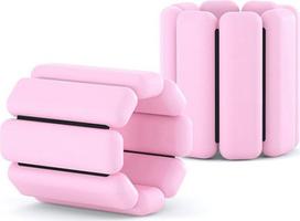 Riešo ir kulkšnies svarmenys, nešiojami svarmenų antrankiai, 2 rinkiniai (po 0,5 kg), reguliuojamos jėgos treniruotės vaikščiojimui, jogai, šokiui, pilatesui, barui, aerobikai, rožinės spalvos