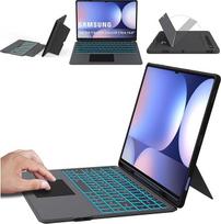 ROOFEI dėklas 14,6 colių "Samsung Galaxy Tab S10 Ultra/S9 Ultra/S8 Ultra" su klaviatūra QWERTZ: 7 spalvų apšvietimo T-klaviatūros dėklas su išmaniuoju jutikliniu kilimėliu ir "S Pen" laikikliu - automatinio žadinimo / miego dėklas