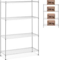 Royal Catering Dirbtuvių lentyna chromuota 4 ažūrinės lentynos iki 1 t 1000 kg 120x45x180 cm