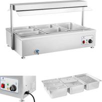 Royal Catering Laisvai pastatomas vandens šildytuvas su čiaupu 6 x GN 150 mm 55L