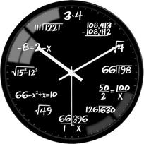 VIKMARI Matematikos stiliaus dekoratyviniai sieniniai laikrodžiai Stiklo apvalus mokymo sieninis laikrodis Baterija veikiantis 12 colių mokymo sieninis laikrodis