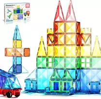 PICASSO TILES Magnetinis konstruktorius su 1 automobiliu 63 det., PT63
