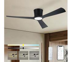 ZEVENTI - LED lubinis ventiliatorius AUREX LED/24W/230V Wi-Fi Tuya juodas + nuotolinio valdymo pultas
