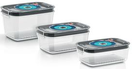 Maisto dėžučių rinkinys Bosch Rectangular Set Vacuum Storage Box MSZV0FC3, 0.9 - 1.7 l, skaidri sp./balta sp./pilka sp., 3 vnt.