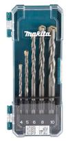 Grąžtų komplektas Makita D-72877, mūrui, cilindrinis, 4 - 10 mm x 12 cm