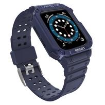 Dirželis Hurtel, Protect Strap Band With Case Apple Watch 45/44/42mm, tamsiai mėlyna sp.